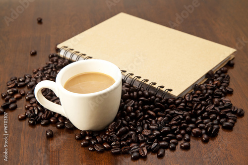 Coffee beans with book