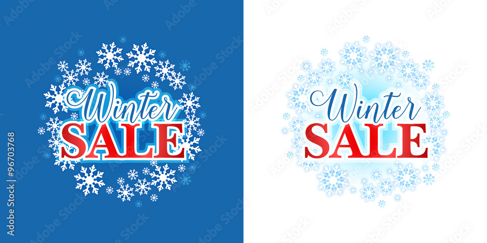 Winter sale background, emblem, badge. Sale. Winter sale. Christmas sale. New year sale. Vector illustration Winter sale background, emblem, badge. Sale. Winter sale. Christmas sale. New year sale. Vector illustration