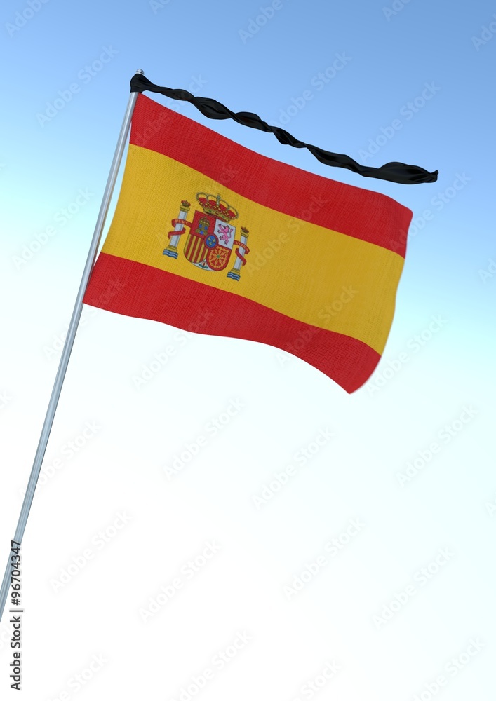 Spanische Flagge mit Trauerflor Stock-Illustration