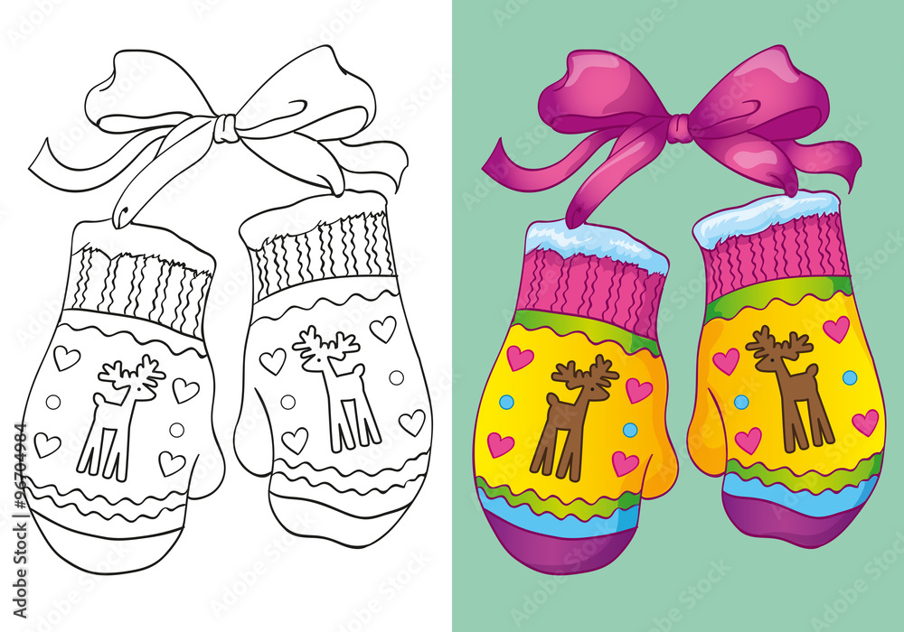 Coloring Book Of Christmas Mittens