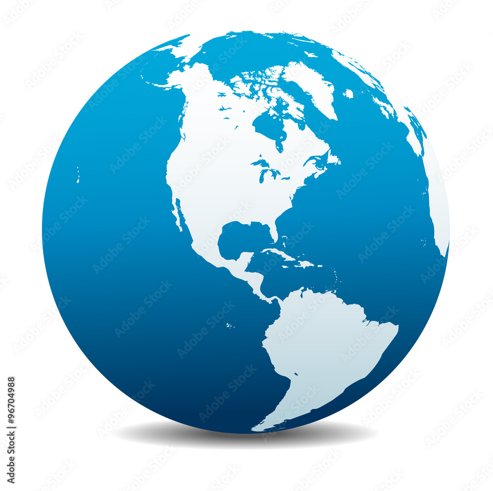 Naklejka premium North and South America Global World
