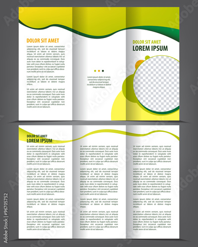 Vector empty tri-fold brochure print template design, trifold bright booklet or flyer