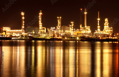 Beautiful refinery oil plant at night