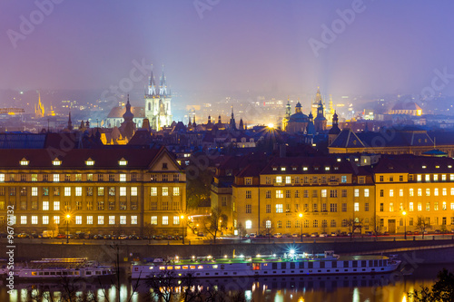 Night view. Church of Our Lady before Tyn (Chram Matky Bozi pred Tynem). Czech Republic, first Gothic building in Bohemia, about the year 1230, today there is the National Gallery photo