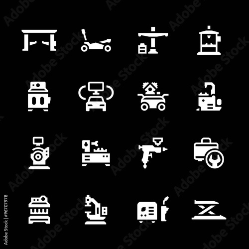 Set icons of car service equipment