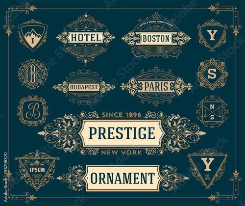 Set of monograms, logos and banners.