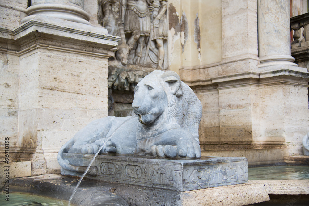 Fountain. Sculpture of a lion, Rome, Italy Fountain. Sculpture of a lion, Rome, Italy
