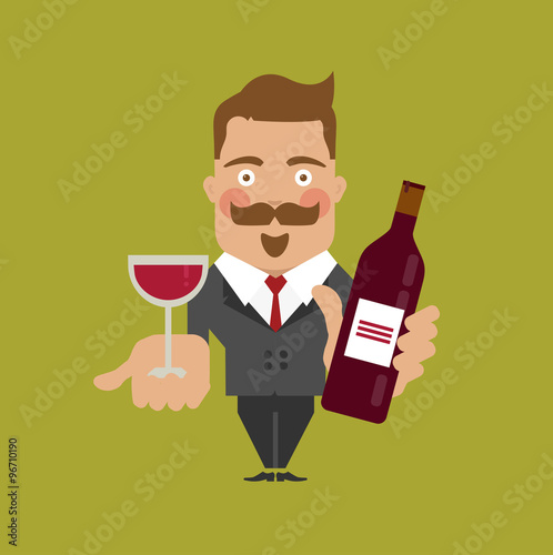Man character with wine/ Sommelier