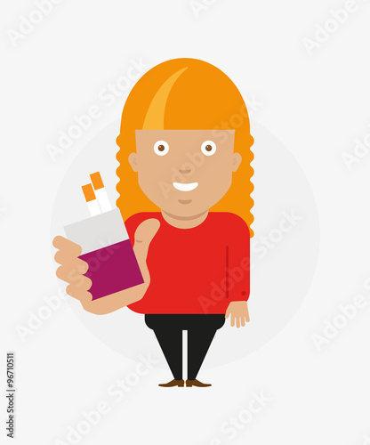 Woman character holding cigarette