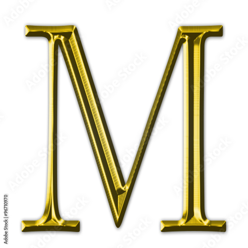 Bild auf Leinwand Golden, beveled letter M