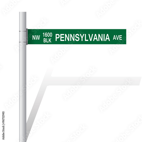 White House 1600 Pennsylvania Ave sign, in Washington DC vector