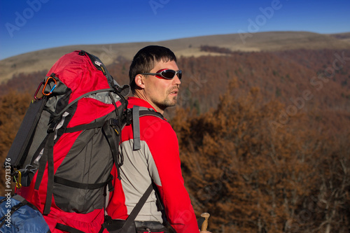 Hiking in the mountains.