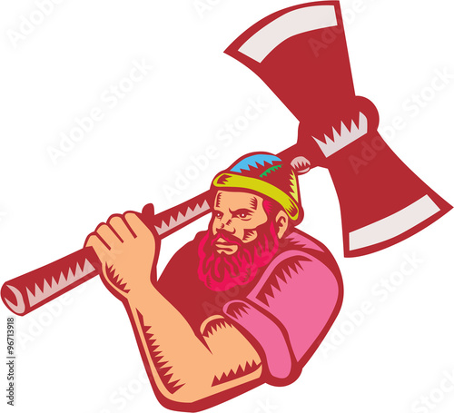 Lumberjack Axe Woodcut
