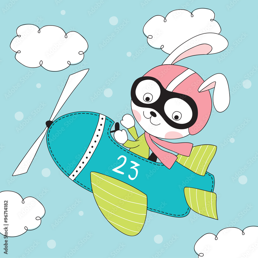 Obraz premium little bunny in the air vector illustration