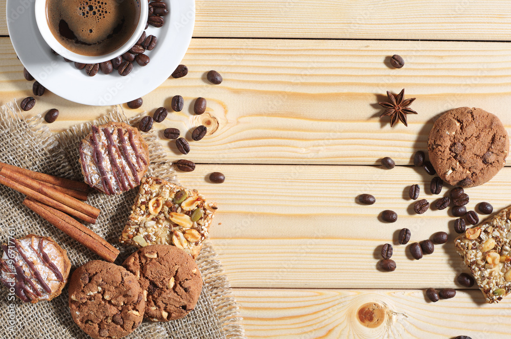 Background with cookies and coffee Background with cookies and coffee