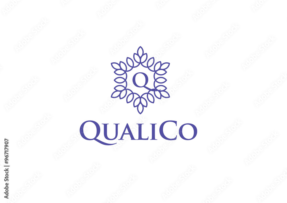 Fototapeta premium Q Logo - Flower Vintage