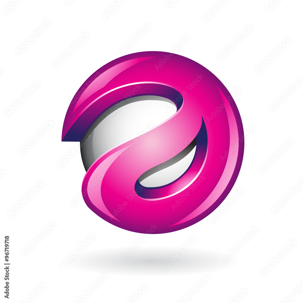 Obraz premium Round Glossy Letter A 3d Magenta Logo Icon