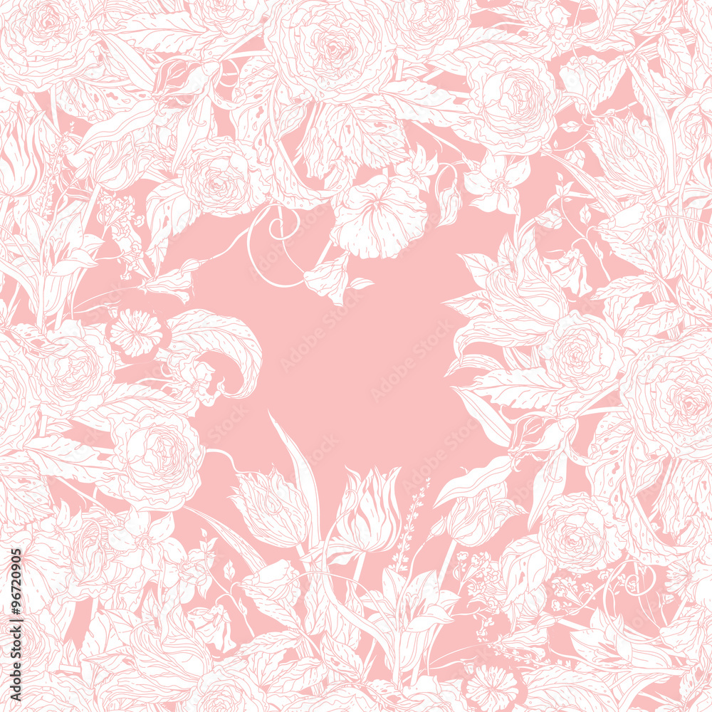 Vector Pastel Floral Frame. Vector Pastel Floral Frame.