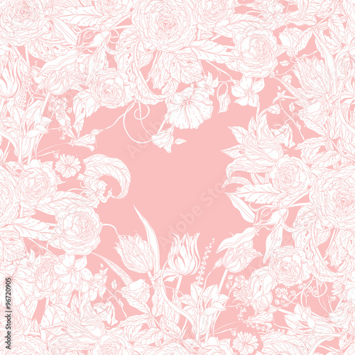 Vector Pastel Floral Frame. 
