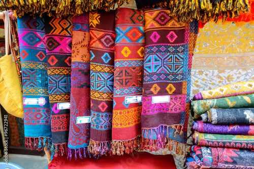 Indian shawls in a market