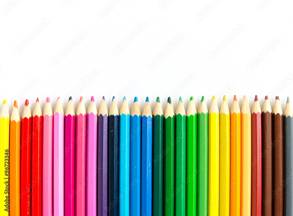 Colour pencils isolated on white background close up Colour pencils isolated on white background close up