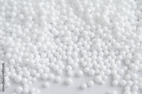 Pieces of foam plastic like snow balls