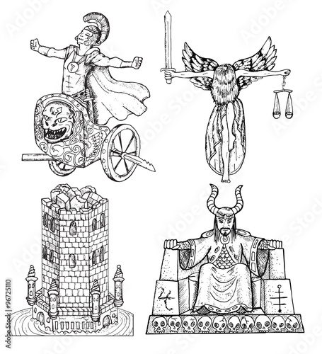 Design set with historical characters and objects