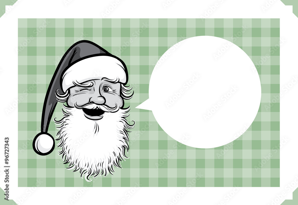 Obraz premium Merry Christmas greeting card with Santa showing thumb up