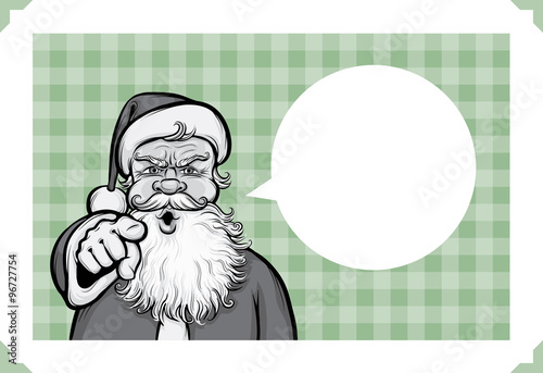Wallpaper Mural Merry Christmas greeting card with serious Santa Claus pointing Torontodigital.ca