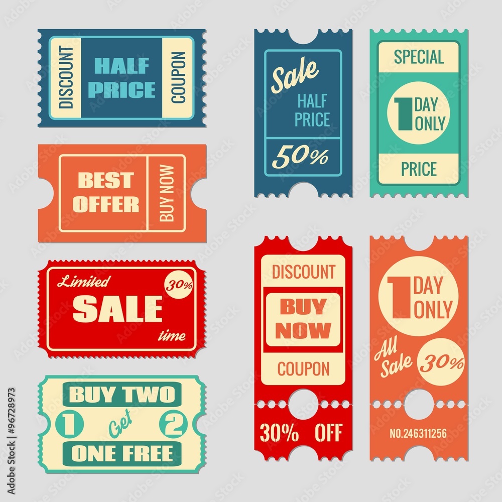 Sale tickets vector collection