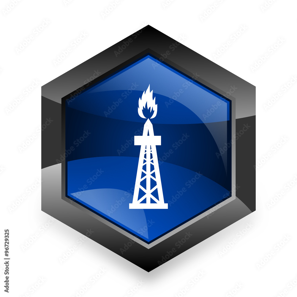 gas blue hexagon 3d modern design icon on white background