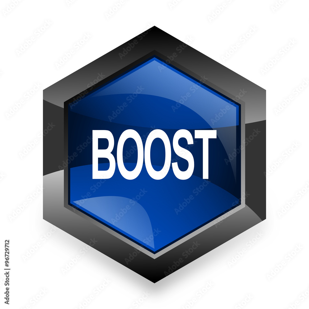 boost blue hexagon 3d modern design icon on white background boost blue hexagon 3d modern design icon on white background