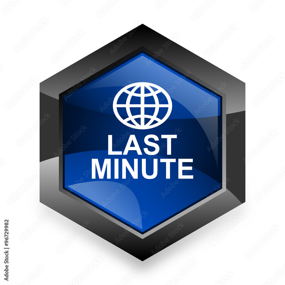 last minute blue hexagon 3d modern design icon on white background last minute blue hexagon 3d modern design icon on white background
