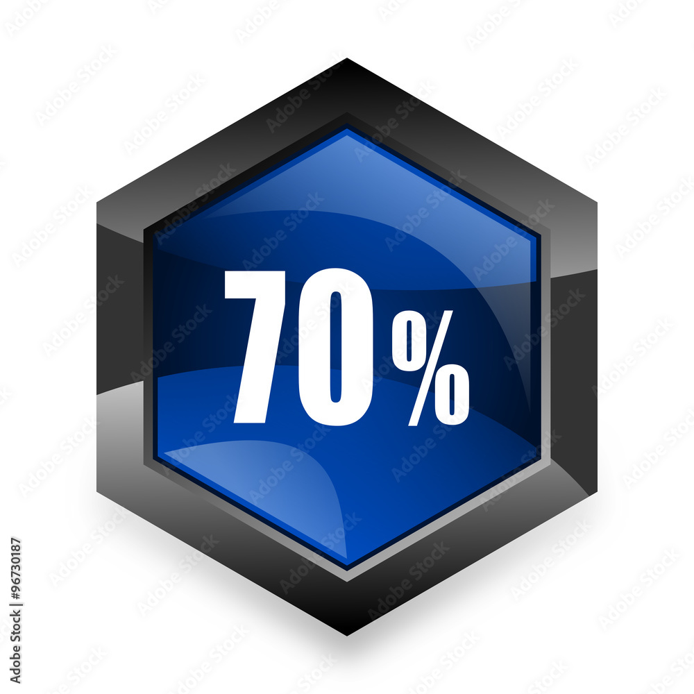 70 percent blue hexagon 3d modern design icon on white background 70 percent blue hexagon 3d modern design icon on white background