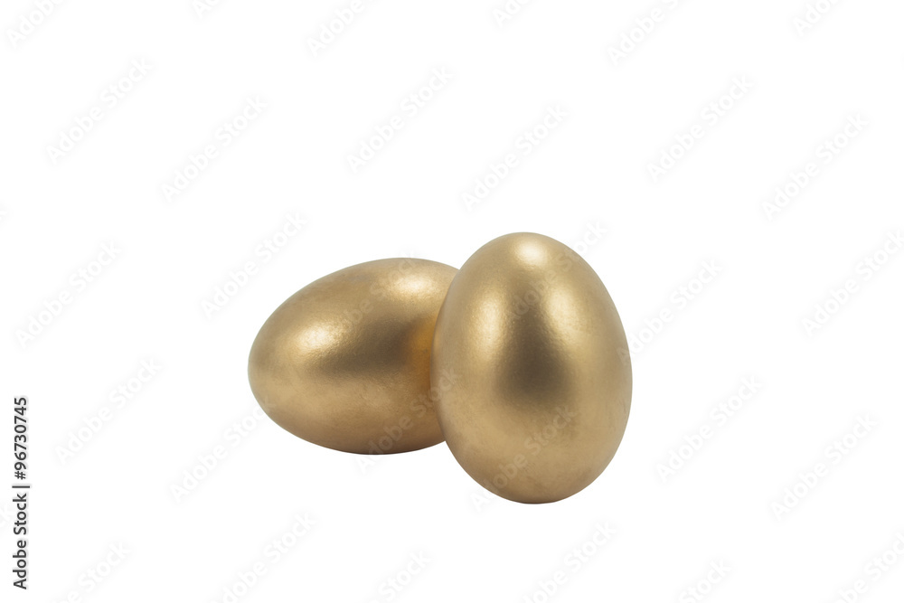 Golden egg isolated white background.