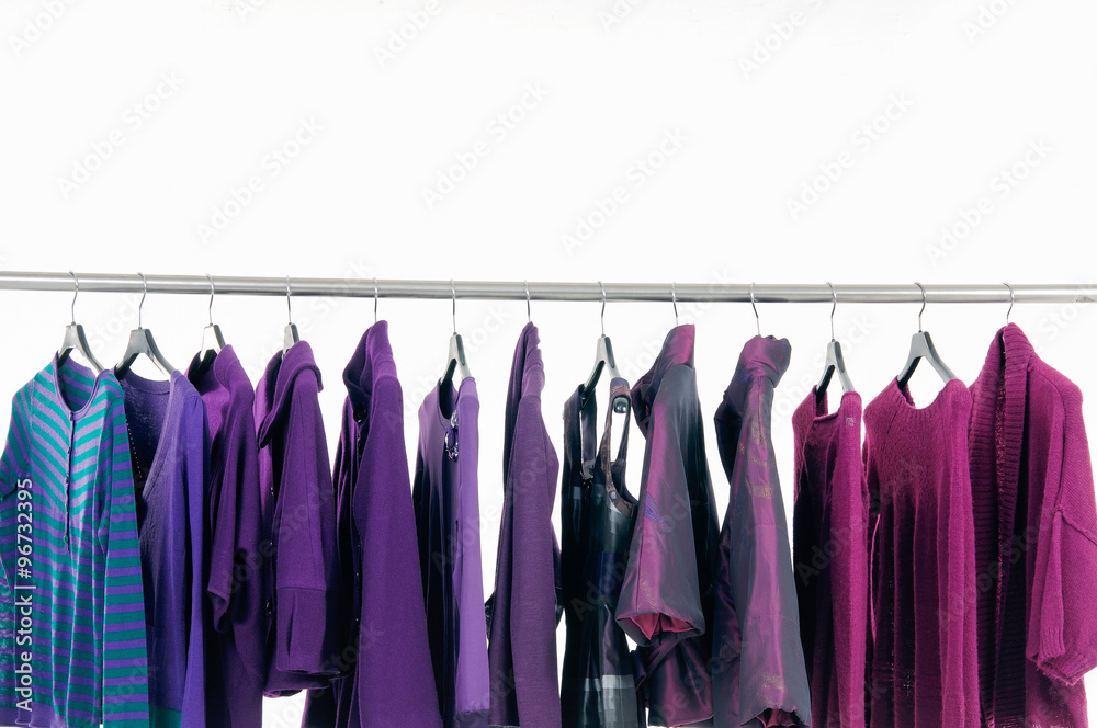 Set of Variety of casual female clothing on hangers
Set of Variety of casual female clothing on hangers