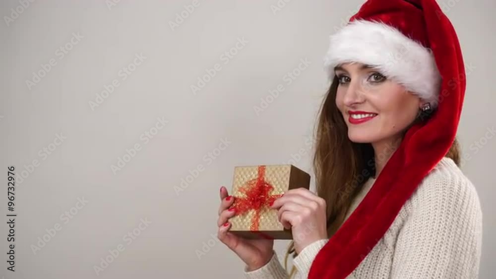 Woman holding present gift box for christmas 4K Woman holding present gift box for christmas 4K