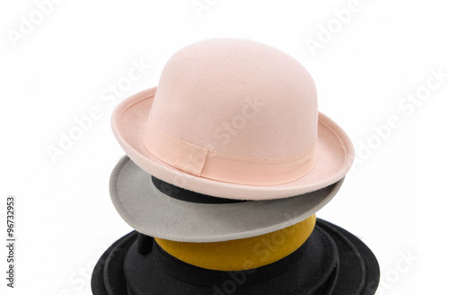 stacked fedora hat isolated 