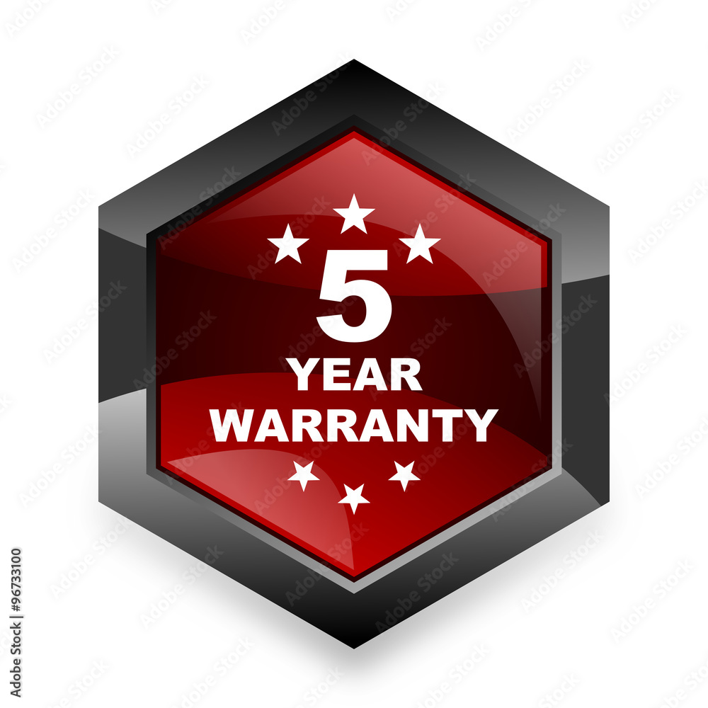 warranty guarantee 5 year red hexagon 3d modern design icon on white background warranty guarantee 5 year red hexagon 3d modern design icon on white background