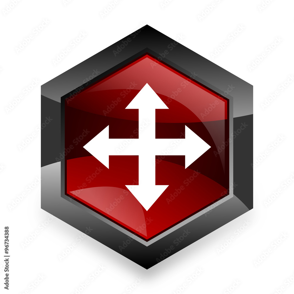 Obraz premium arrow red hexagon 3d modern design icon on white background