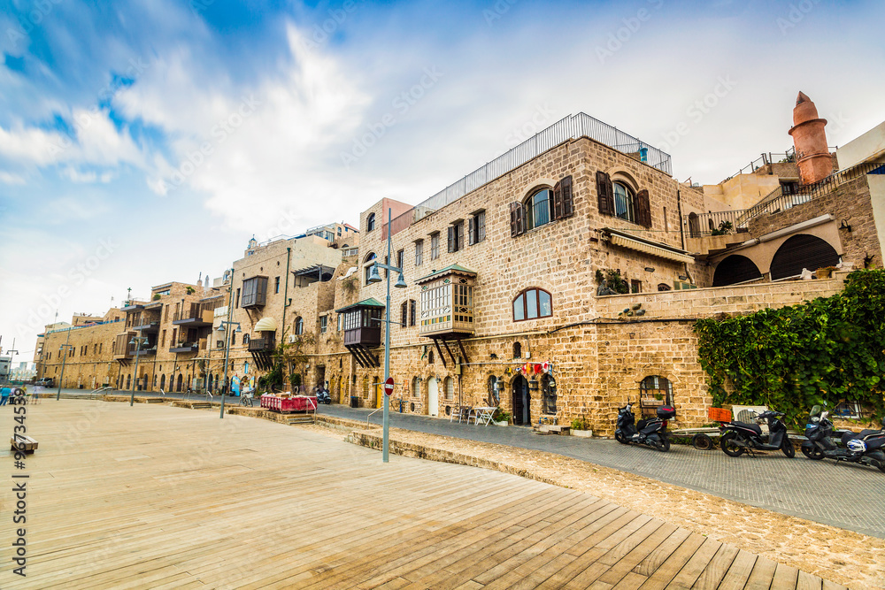 Old port buildings in Yafo, Israel