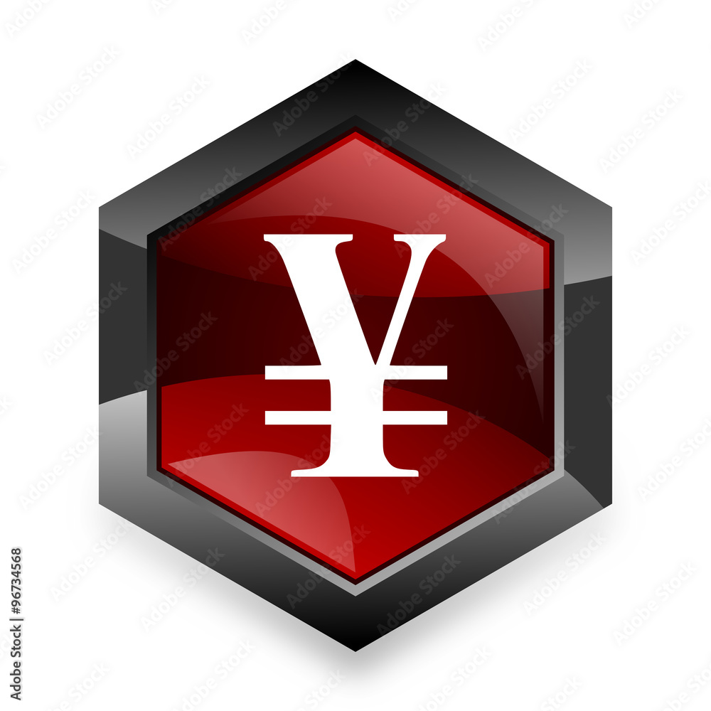 Obraz premium yen red hexagon 3d modern design icon on white background