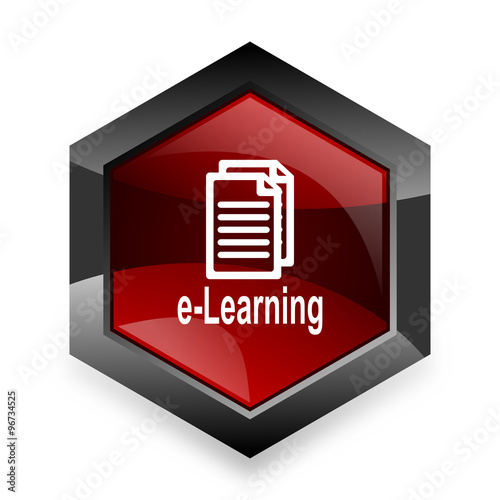 learning red hexagon 3d modern design icon on white background
