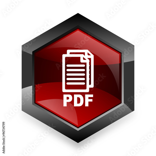 pdf red hexagon 3d modern design icon on white background ,