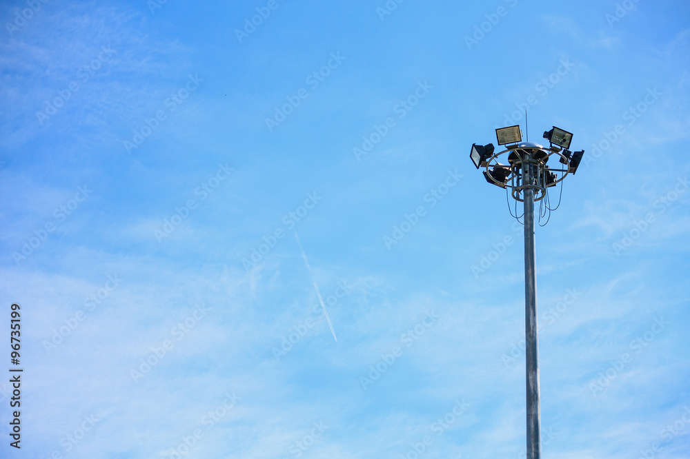 light pole tower with blue sky