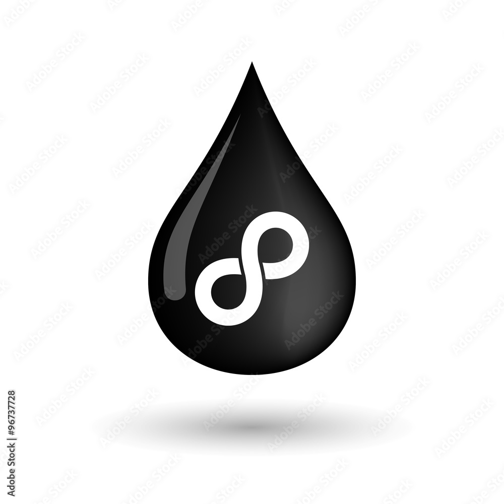 Vector oil drop icon with an infinite sign Vector oil drop icon with an infinite sign