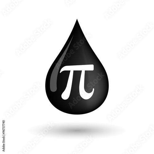 Vector oil drop icon with the number pi symbol