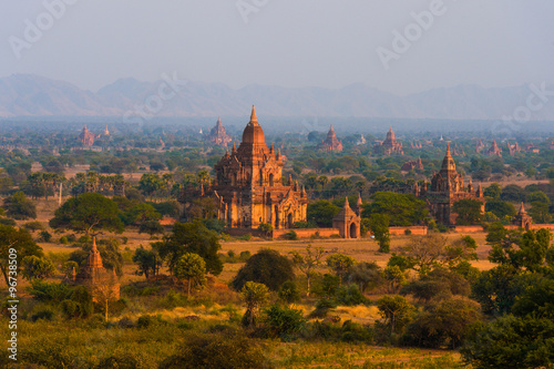 Sunset in Bagan, Myanmar. Bagan is ancient city with thousands of ancient temples in Myanmar.
