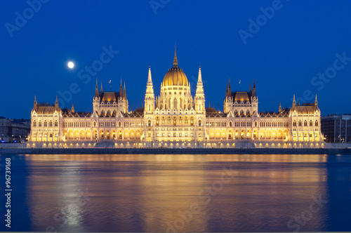 View of the river Danube and Hungarian Parliament Building, Budapest, Hungary