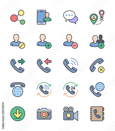 Social Communication icons, Color set - Vector Illustration